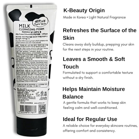 Esfolio Milk Cleansing Foam - Hydrating Korean Skincare Facial Cleanser 5.29 OZ - Picture 4 of 8